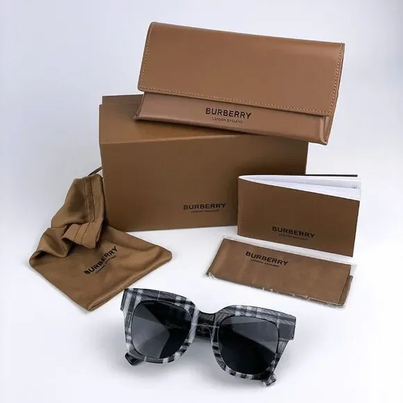 NEW Burberry BE4364 KITTY 399487 Check White/BlackGradient Unisex Sunglasses